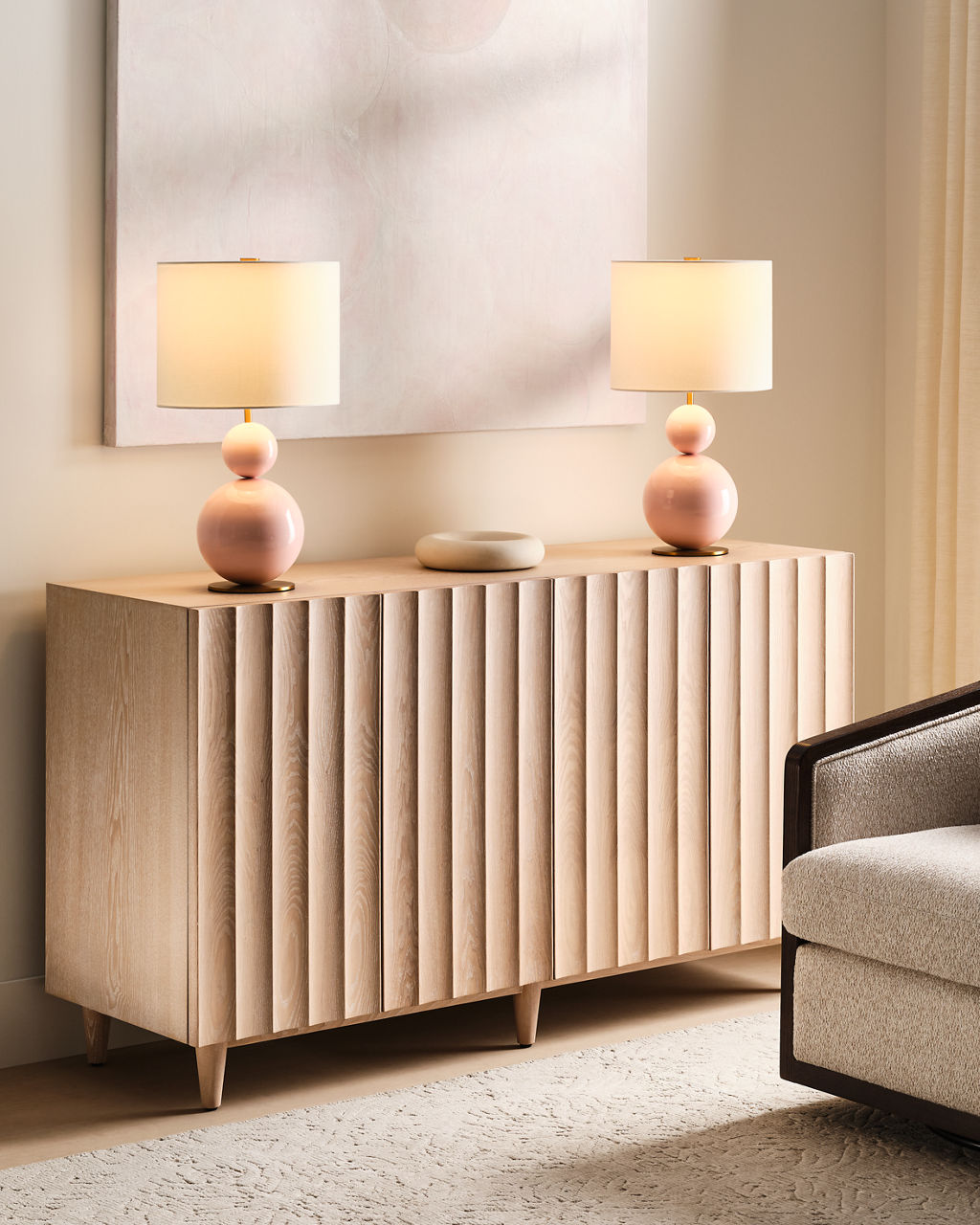 Suki Medium Table Lamp Blush Bulbs Inc