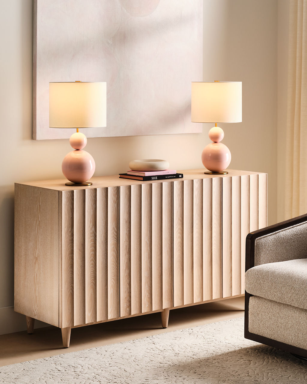 Suki Medium Table Lamp Blush Bulbs Inc