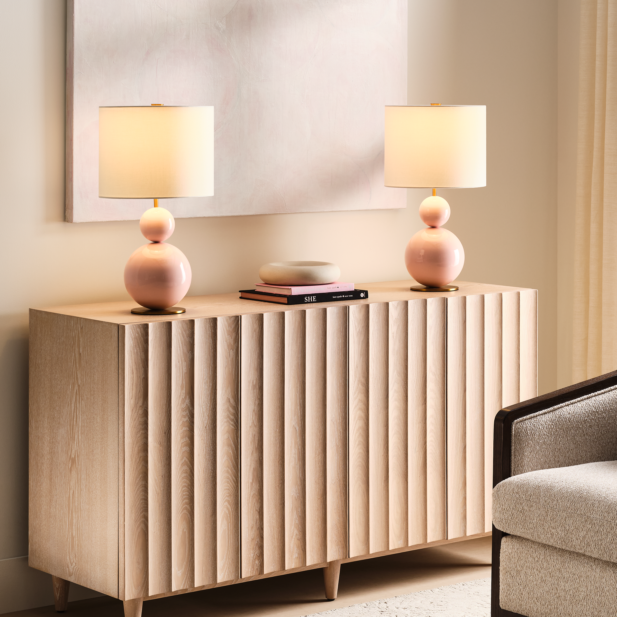 Suki Medium Table Lamp Blush Bulbs Inc