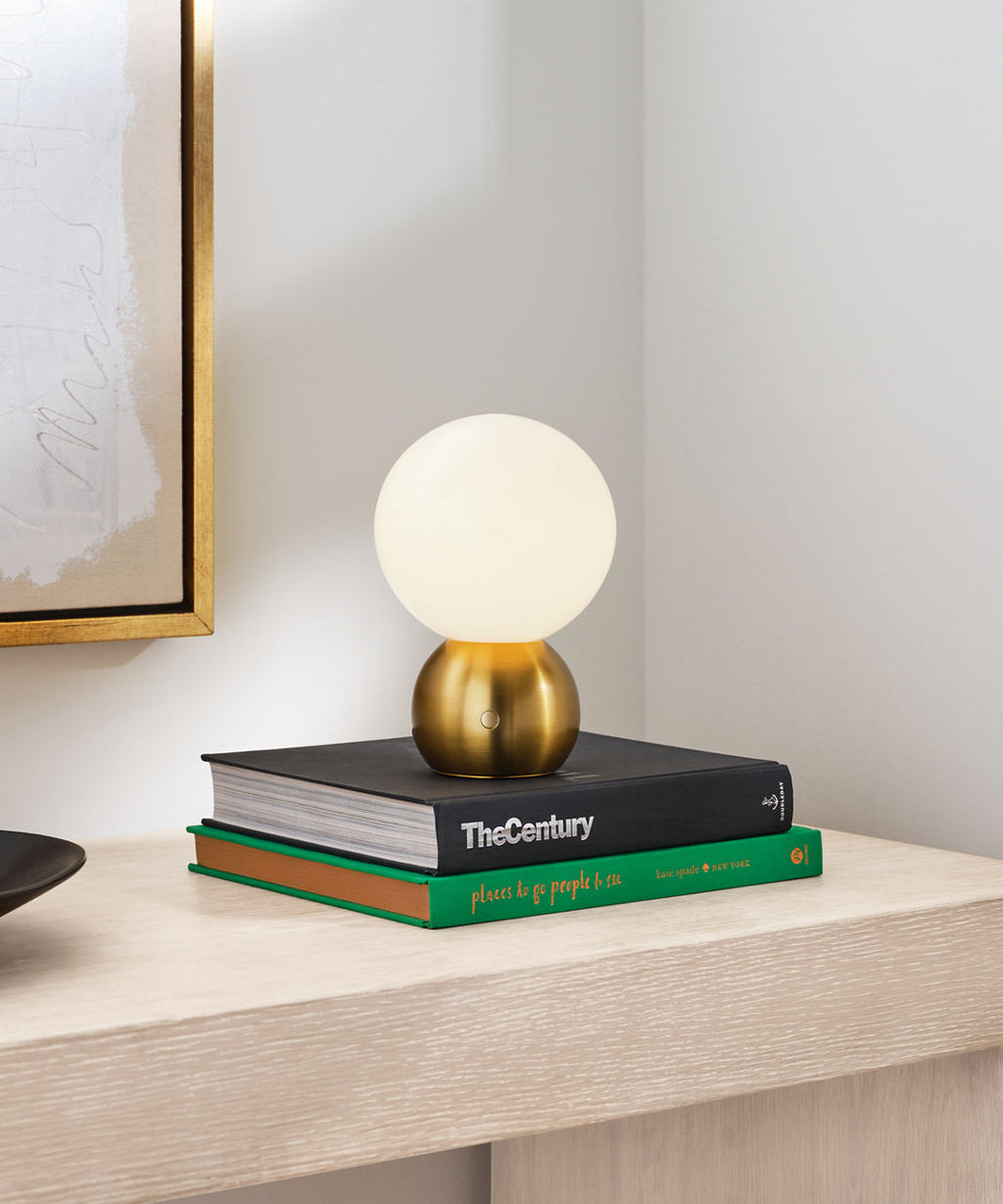 Suki Rechargeable Mini Table Lamp Burnished Brass Bulbs Inc