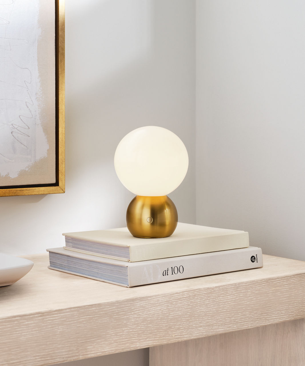 Suki Rechargeable Mini Table Lamp Burnished Brass Bulbs Inc