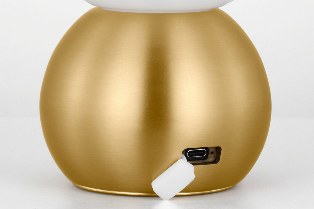 Suki Rechargeable Mini Table Lamp Burnished Brass Bulbs Inc