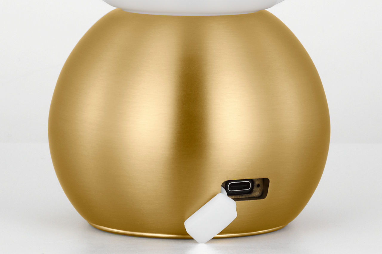 Suki Rechargeable Mini Table Lamp Burnished Brass Bulbs Inc