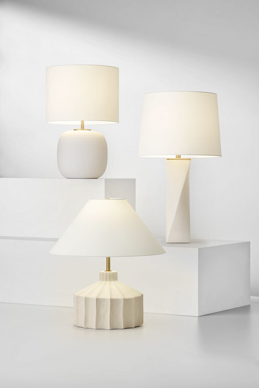 Fanny Wide Table Lamp Matte White Ceramic Bulbs Included