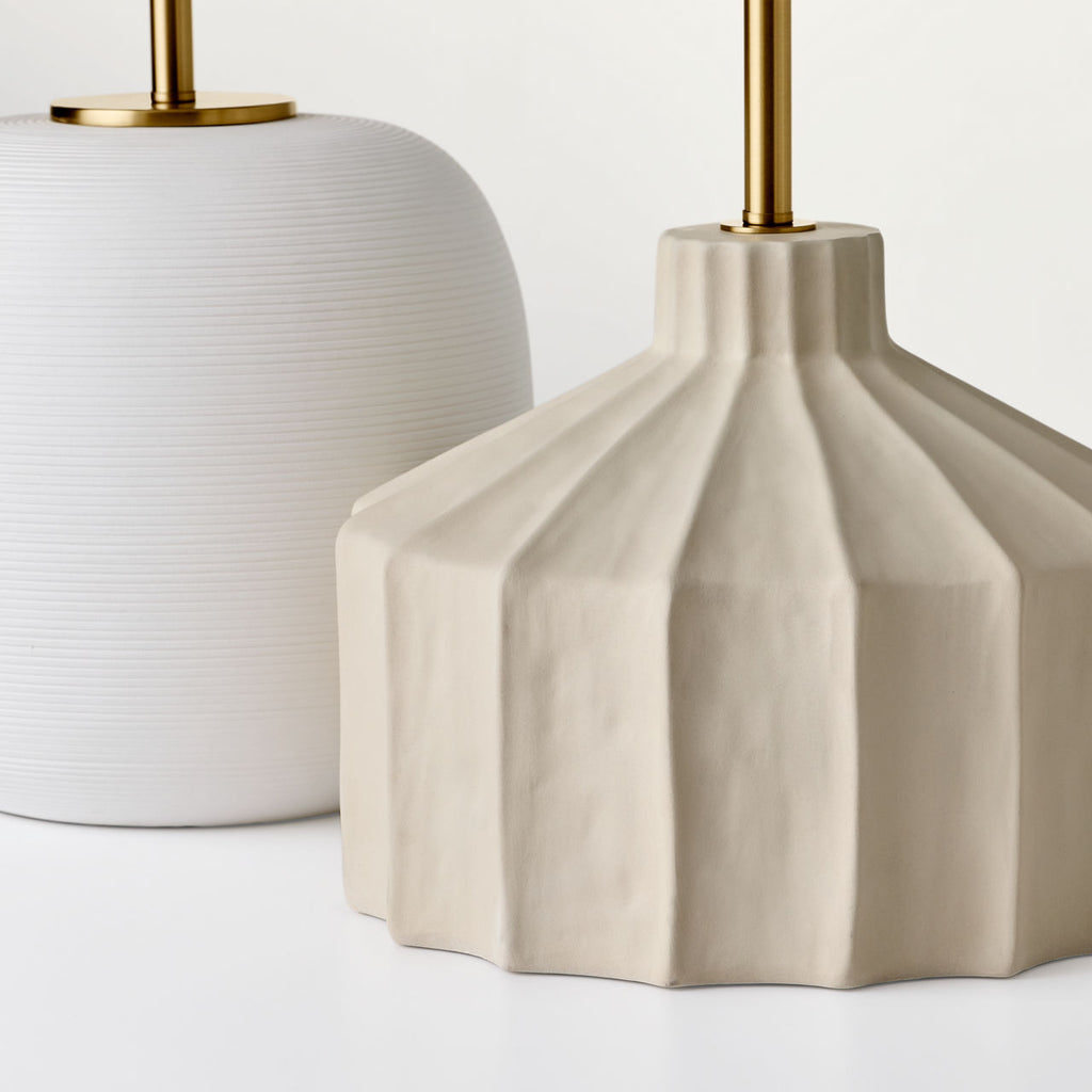 Fanny Wide Table Lamp Matte White Ceramic Bulbs Included
