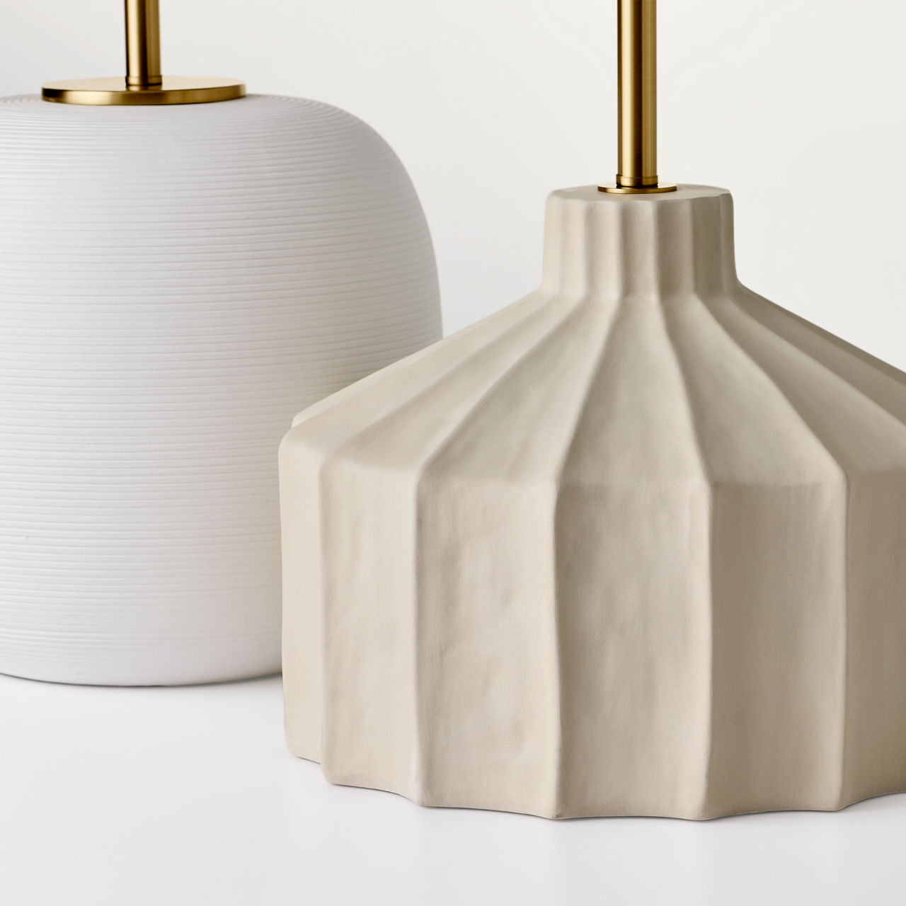 Fanny Wide Table Lamp Matte White Ceramic Bulbs Included