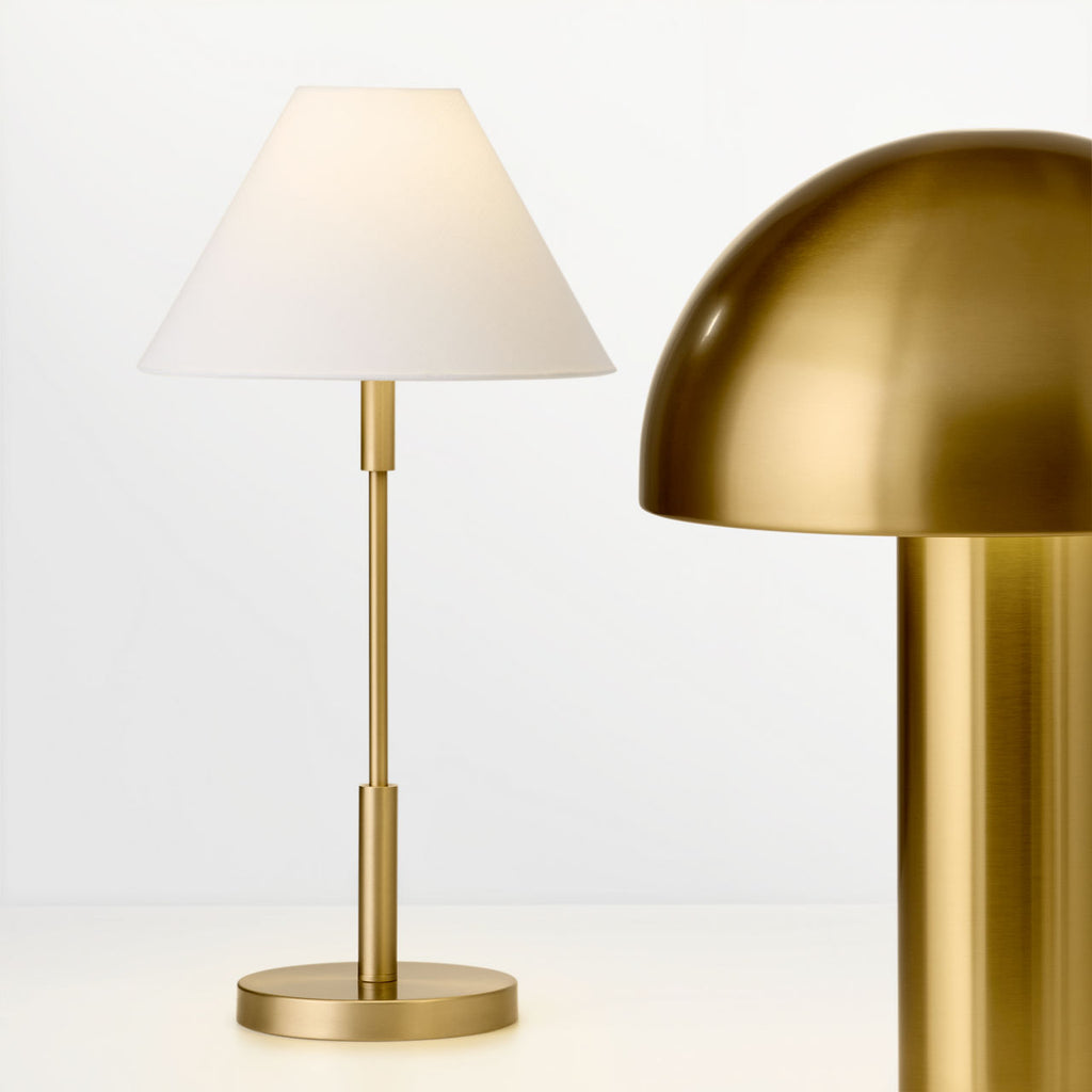 Porteau Medium Table Lamp Satin Brass Bulbs Inc
