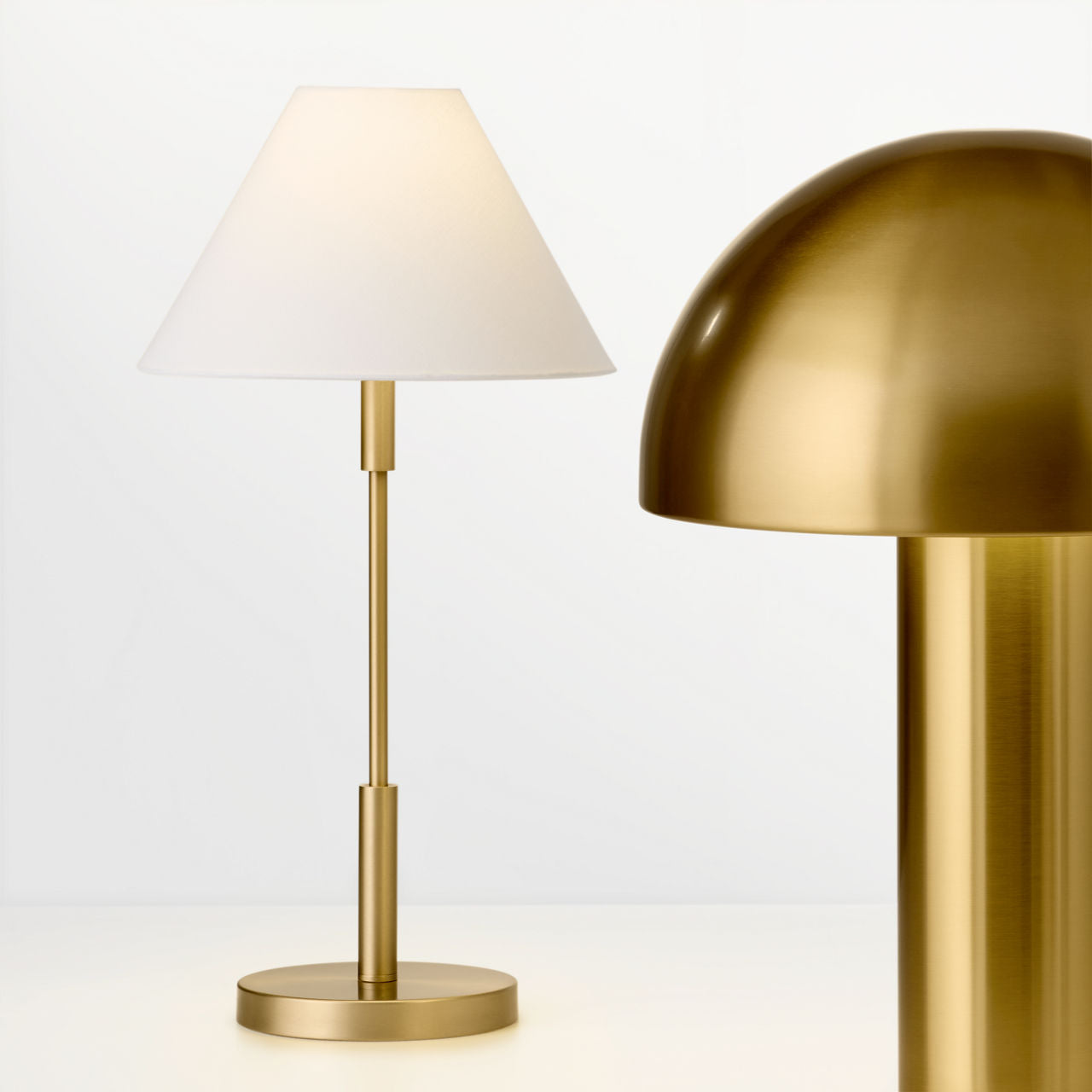 Porteau Medium Table Lamp Satin Brass Bulbs Inc