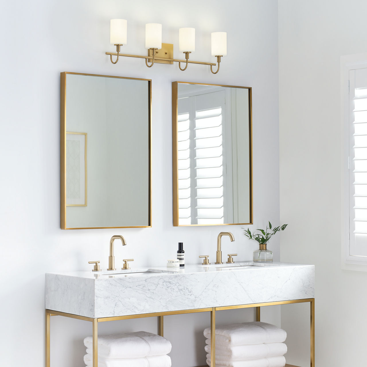 Oak Moore Four Light Wall / Bath Satin Brass