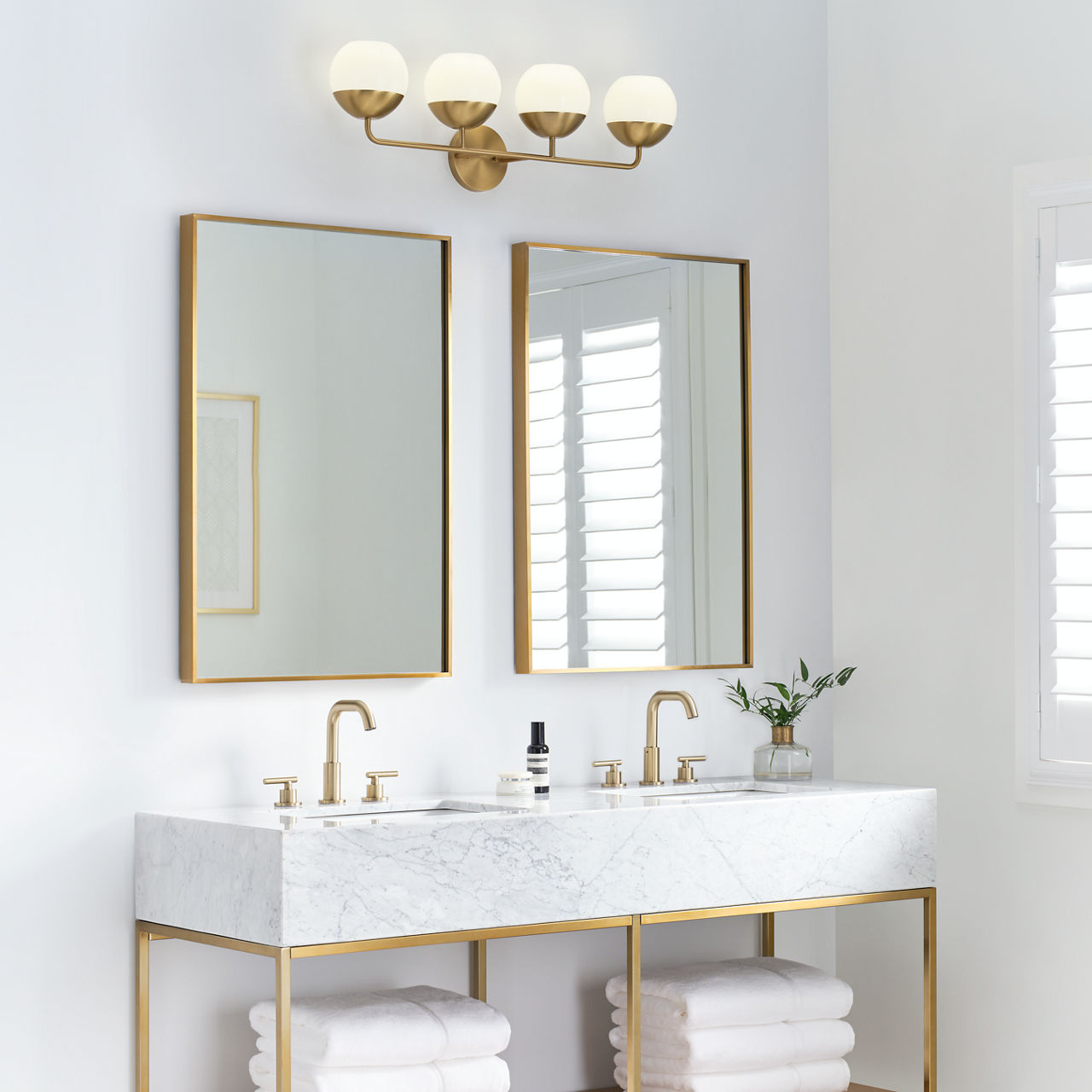 Alvin Four Light Wall / Bath Satin Brass