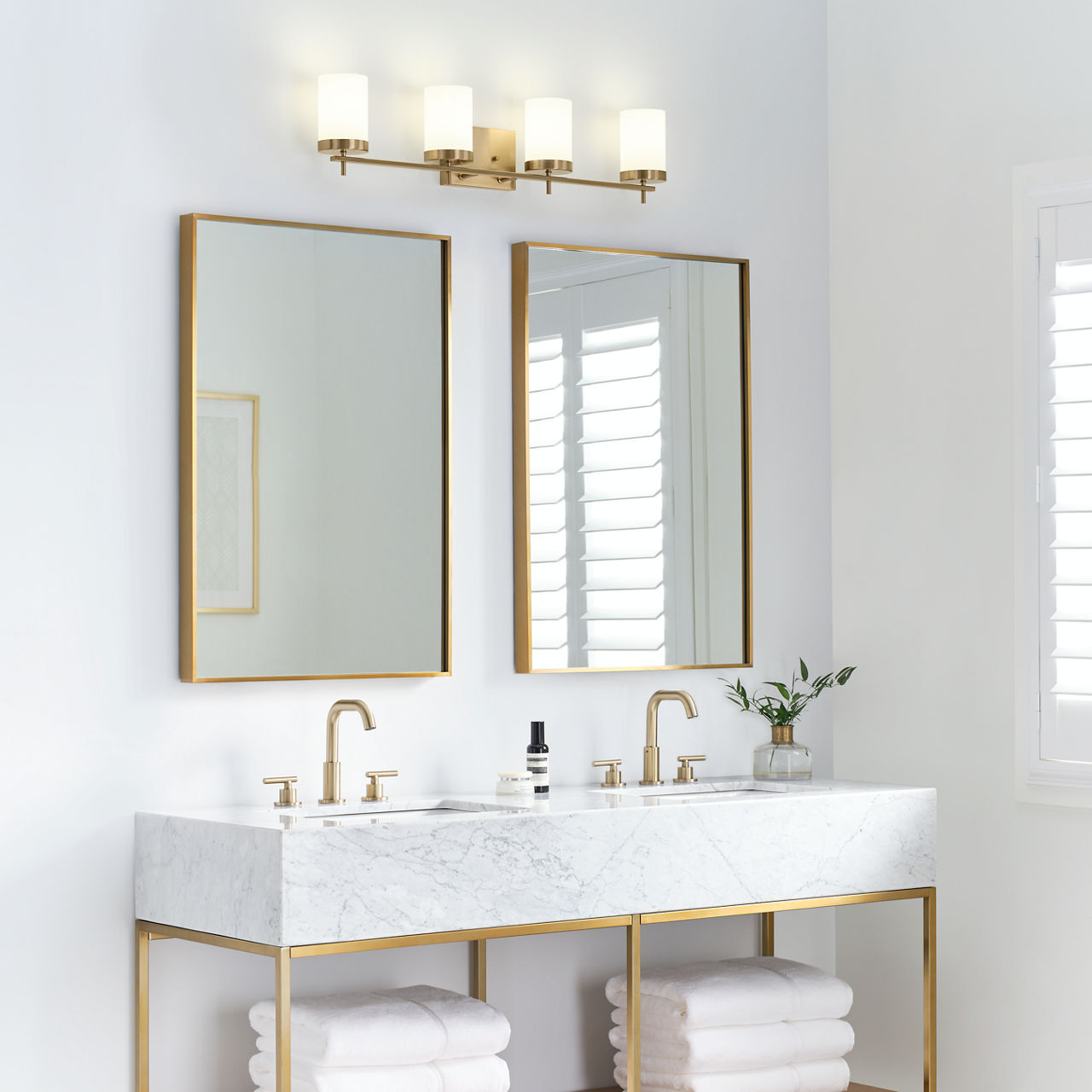 Zire Four Light Bath Satin Brass