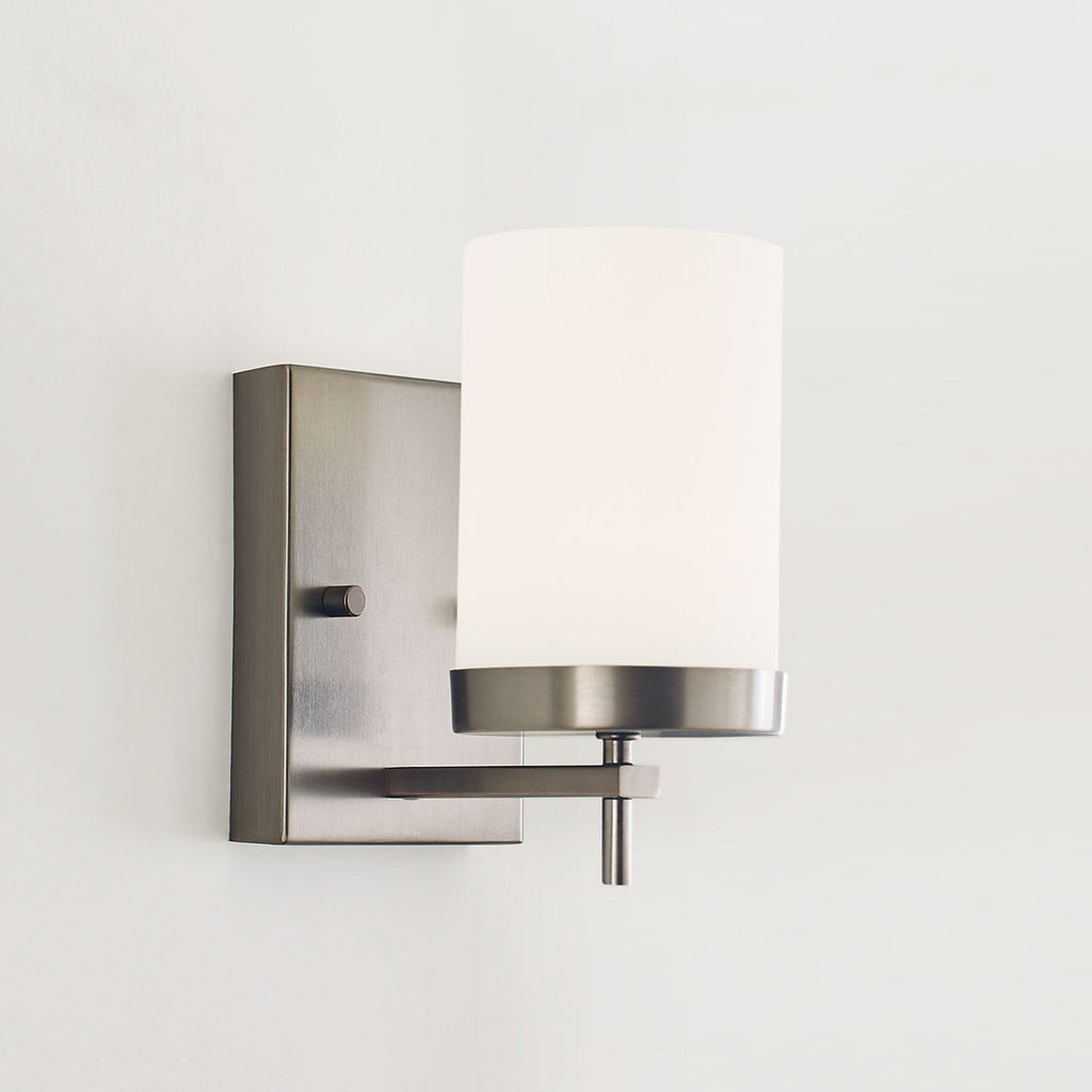 Zire One Light Wall / Bath Sconce | Pewter Bronze Bulbs Included