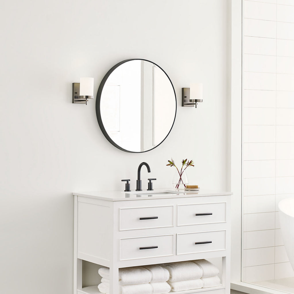 Zire One Light Wall / Bath Sconce | Pewter Bronze Bulbs Included