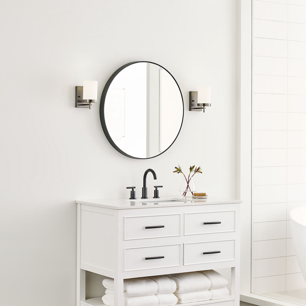 Zire One Light Wall / Bath Sconce | Pewter Bronze Bulbs Included