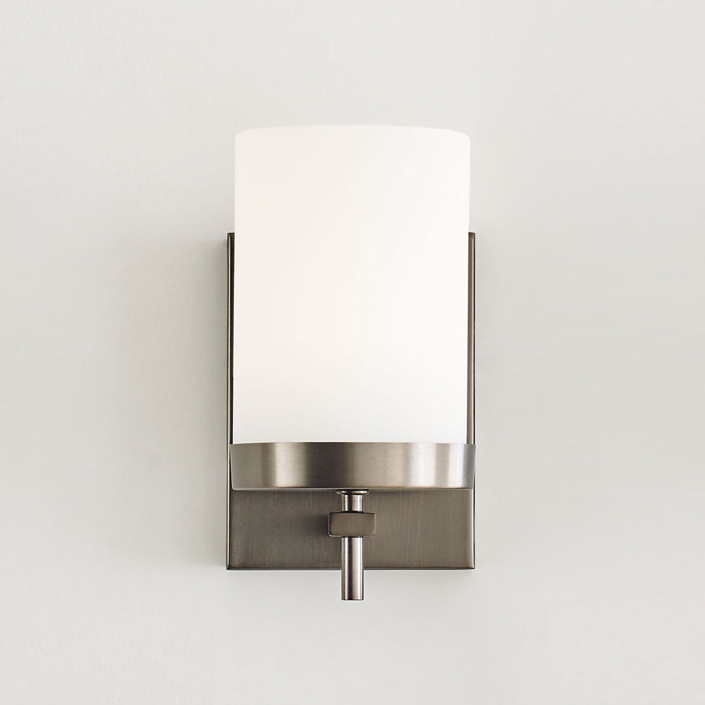 Zire One Light Wall / Bath Sconce | Pewter Bronze Bulbs Included