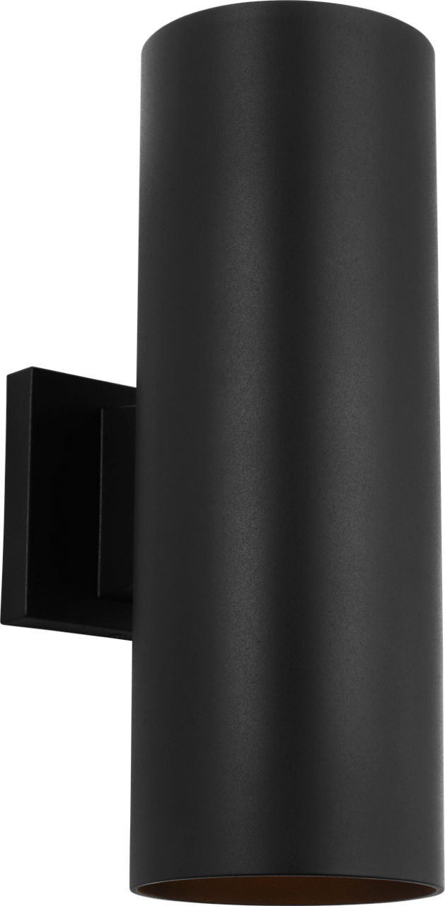 Outdoor Cylinders Medium Two Light Wall Lantern Textured Black