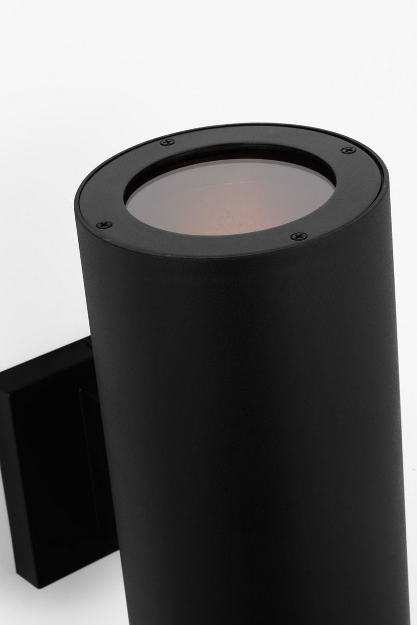 Outdoor Cylinders Medium Two Light Wall Lantern Textured Black