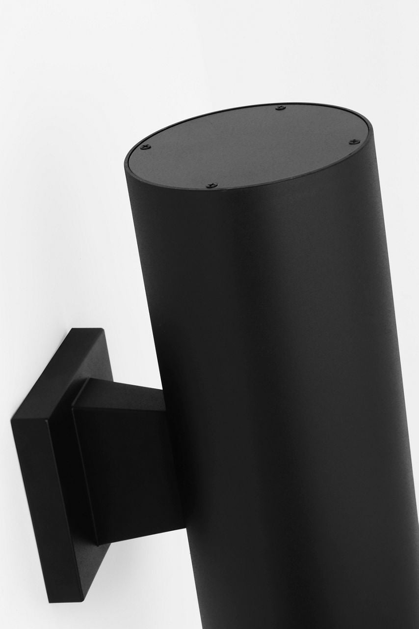 Outdoor Cylinders Medium Two Light Wall Lantern Textured Black