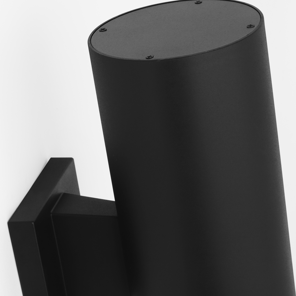 Outdoor Cylinders Medium Two Light Wall Lantern Textured Black