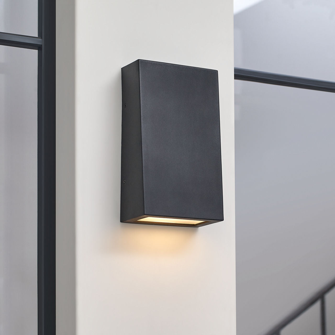 Kakudo Large LED Wall Lantern Textured Black Bulbs Inc