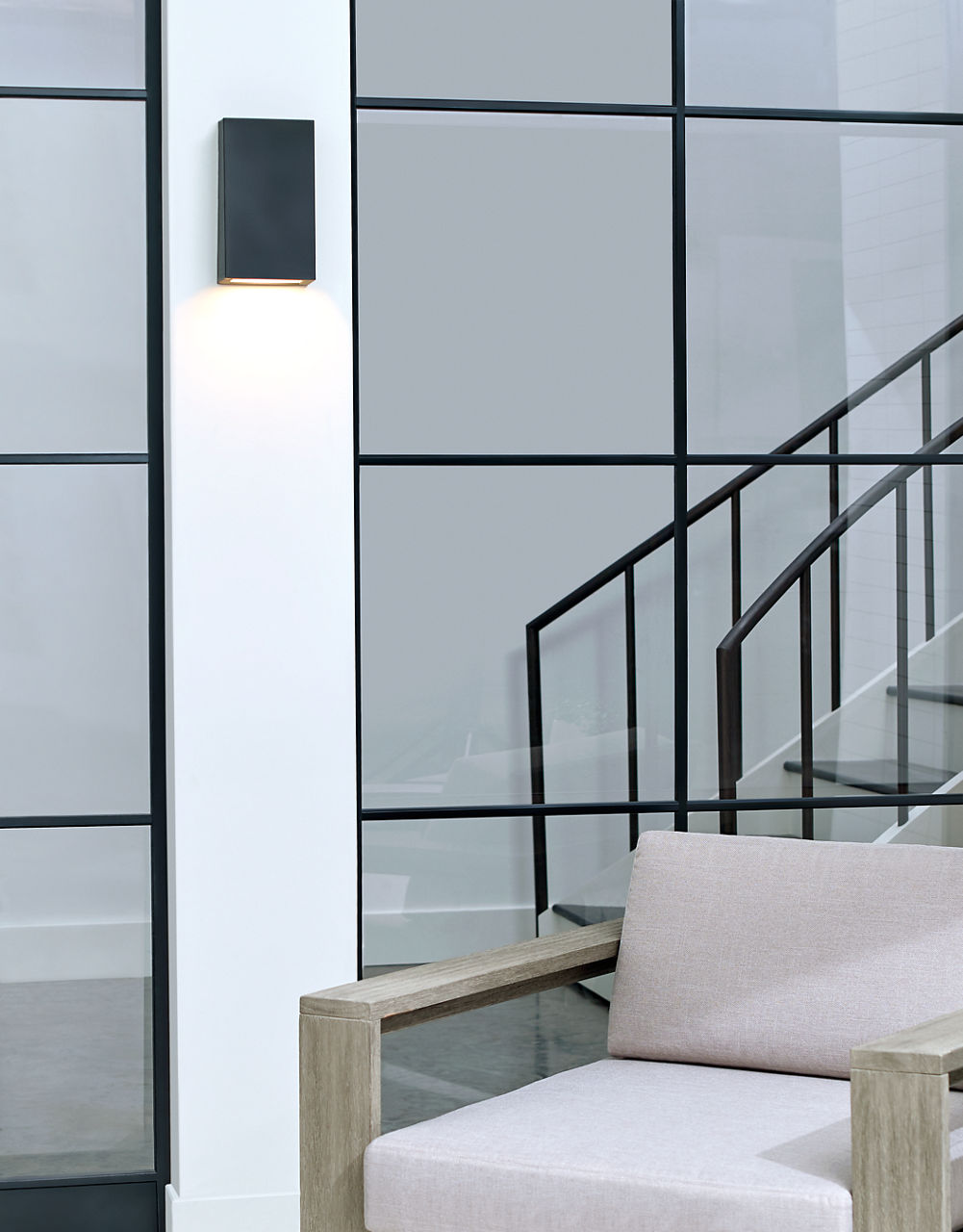 Kakudo Large LED Wall Lantern Textured Black Bulbs Inc