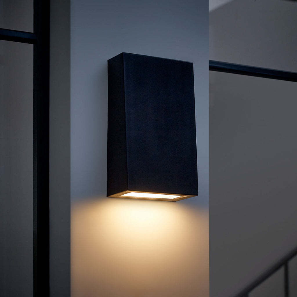 Kakudo Large LED Wall Lantern Textured Black Bulbs Inc