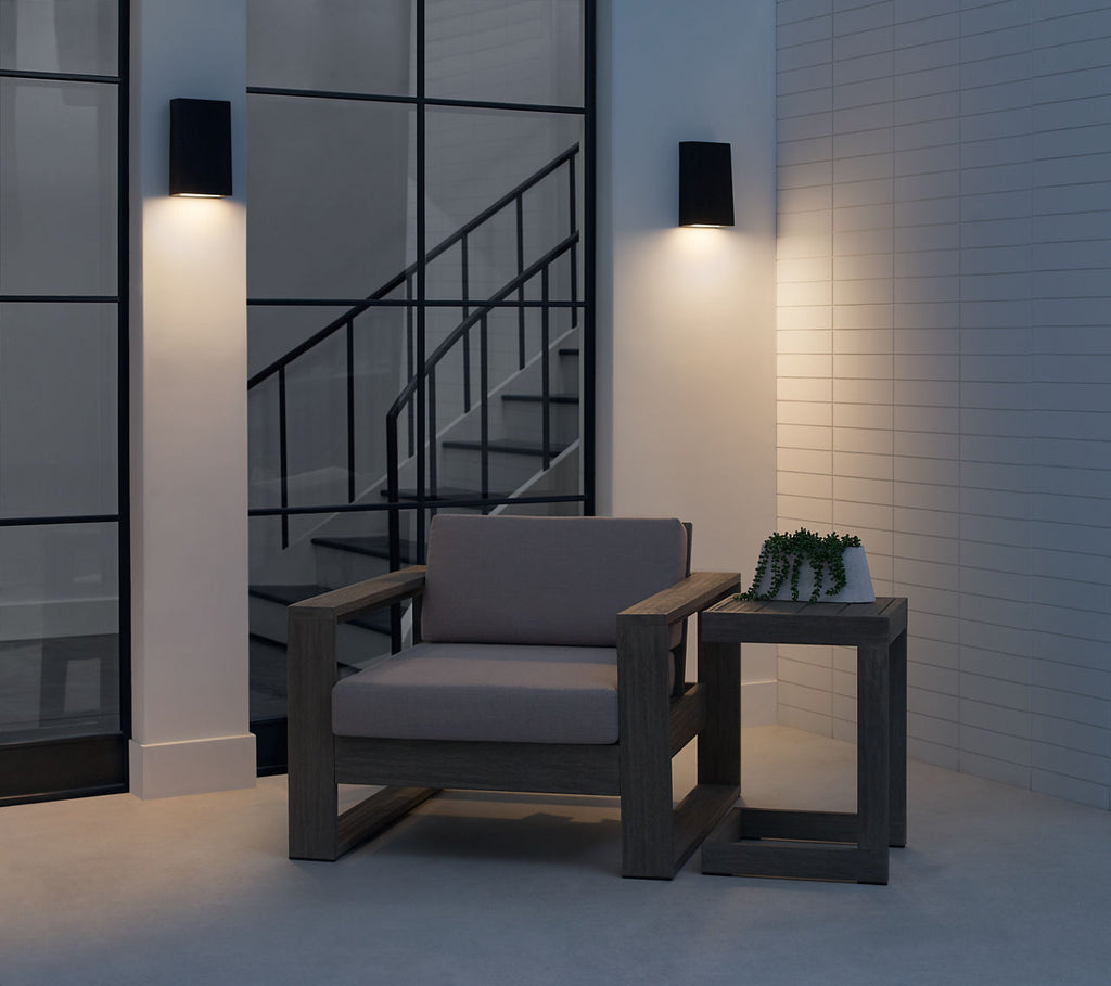 Kakudo Large LED Wall Lantern Textured Black Bulbs Inc