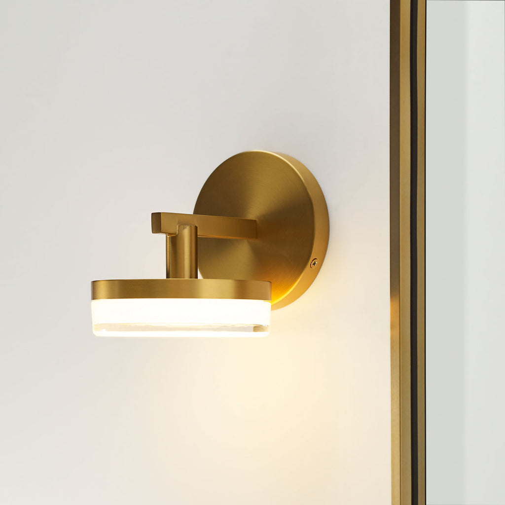 Khan Small Sconce Burnished Brass Bulbs Inc