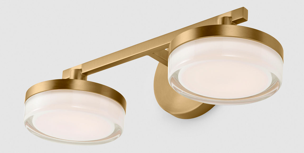 Khan 2 - Light Vanity Burnished Brass Bulbs Inc