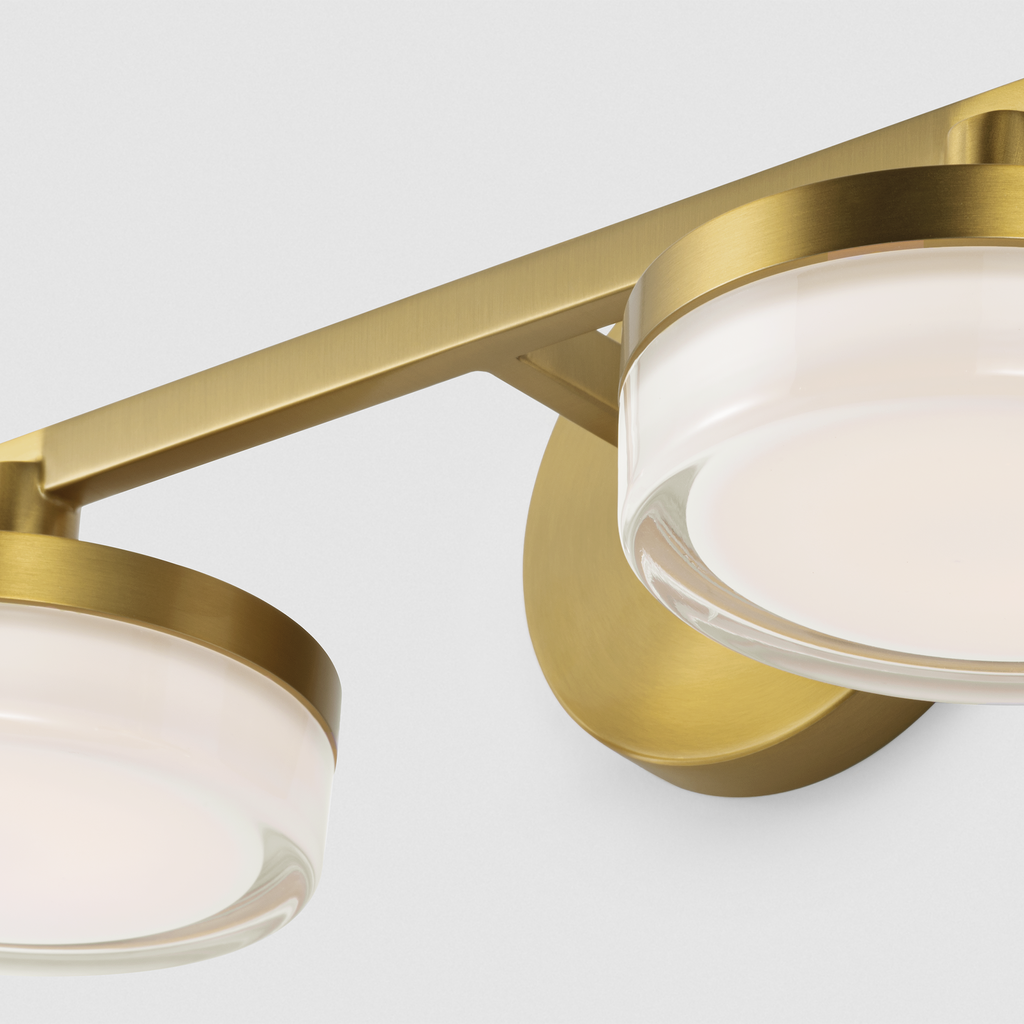 Khan 2 - Light Vanity Burnished Brass Bulbs Inc