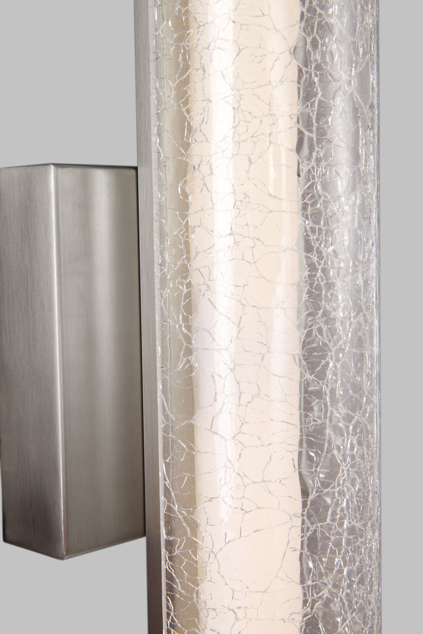 Cutler 24" Crackle Glass LED Vanity Satin Nickel Bulbs Included