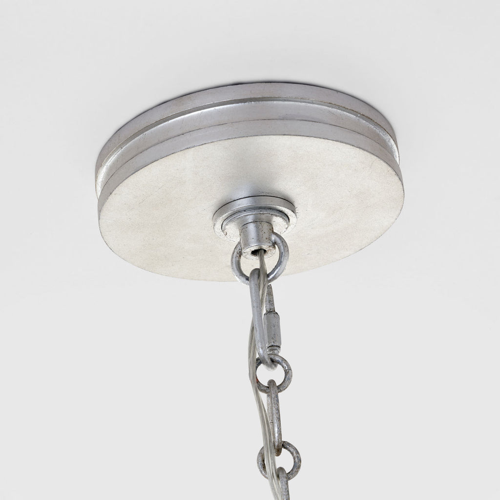 Markos Large Hanging Shade | Burnished Silver Leaf and Gild | Frosted Acrylic