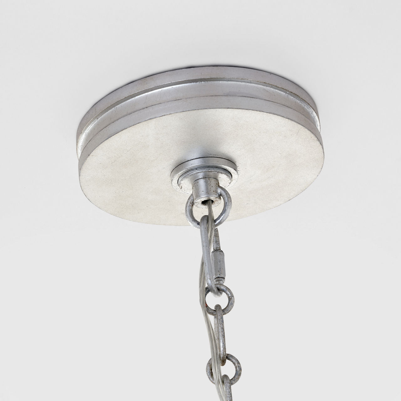 Markos Large Hanging Shade | Burnished Silver Leaf and Gild | Frosted Acrylic