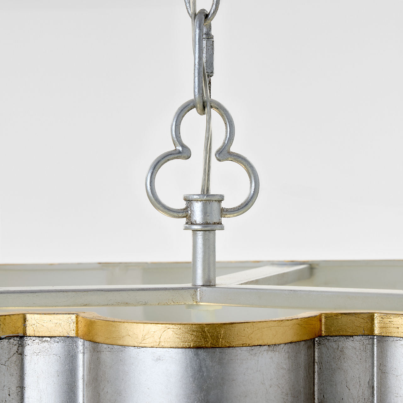 Markos Large Hanging Shade | Burnished Silver Leaf and Gild | Frosted Acrylic
