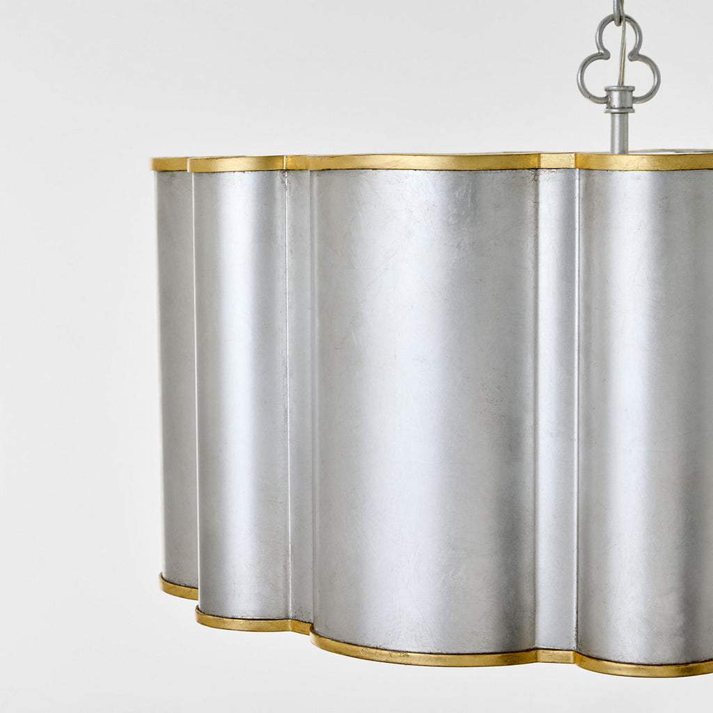 Markos Large Hanging Shade | Burnished Silver Leaf and Gild | Frosted Acrylic