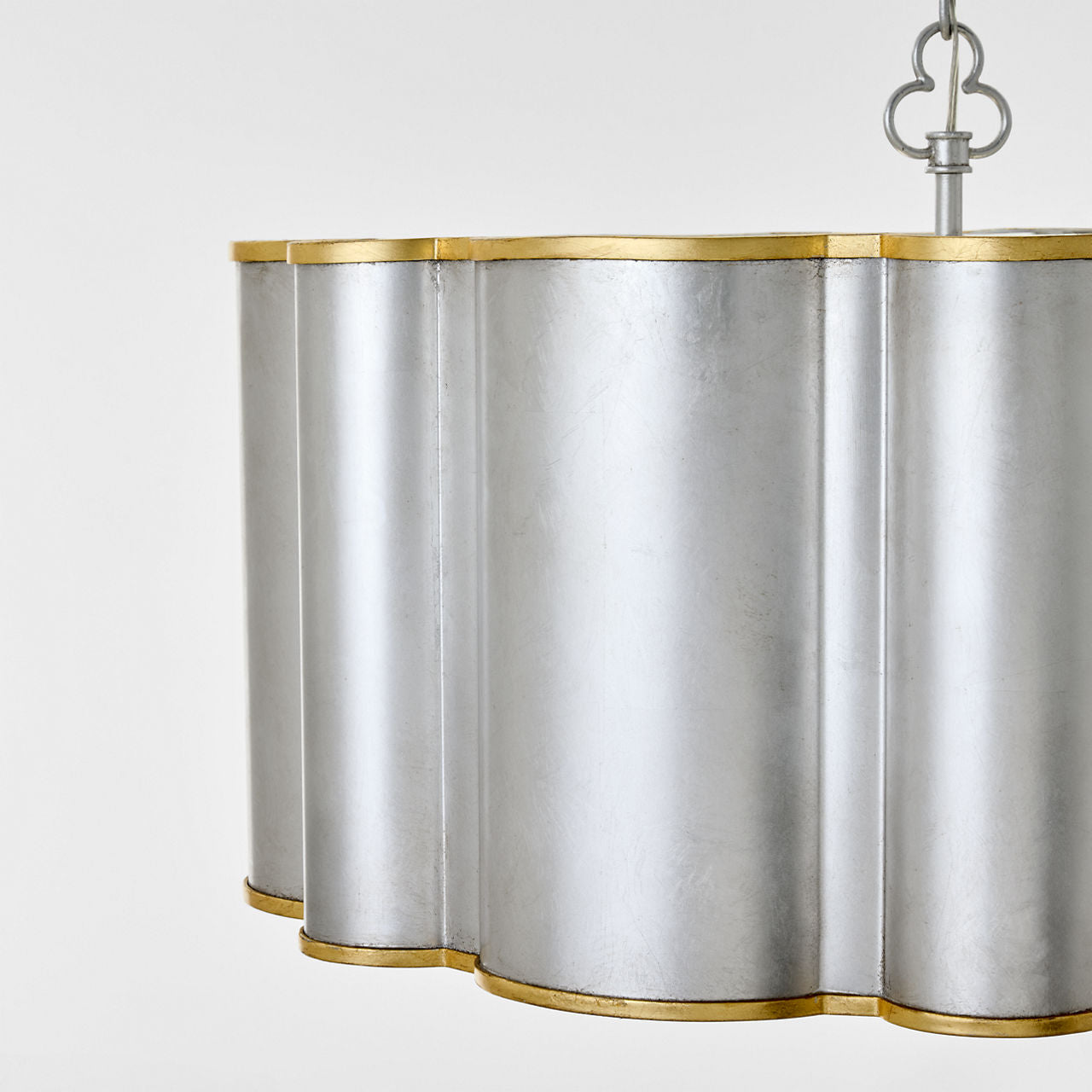 Markos Large Hanging Shade | Burnished Silver Leaf and Gild | Frosted Acrylic