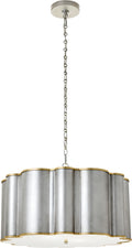 Markos Large Hanging Shade | Burnished Silver Leaf and Gild | Frosted Acrylic