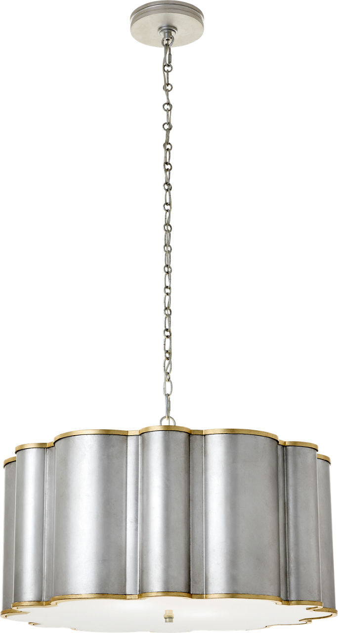 Markos Large Hanging Shade | Burnished Silver Leaf and Gild | Frosted Acrylic