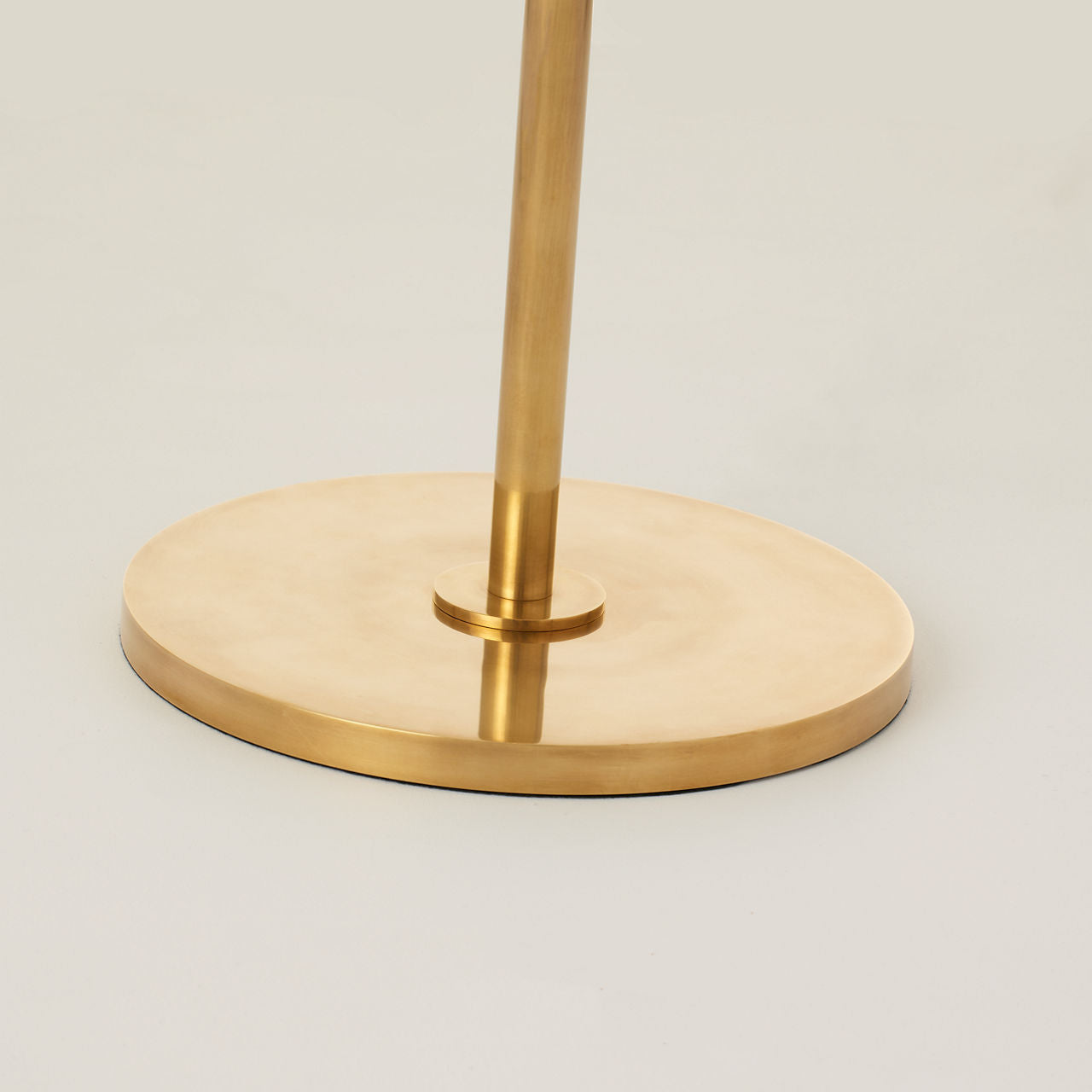 Griffin Large Floor Lamp | Hand-Rubbed Antique Brass and Saddle Leather | Linen Shade