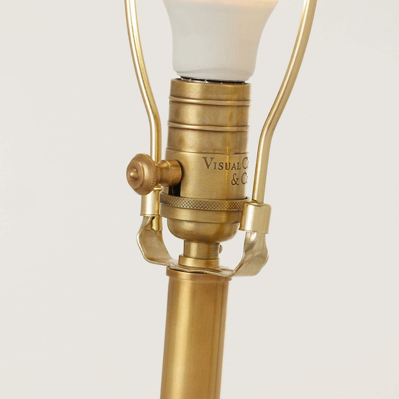 Griffin Large Floor Lamp | Hand-Rubbed Antique Brass and Saddle Leather | Linen Shade