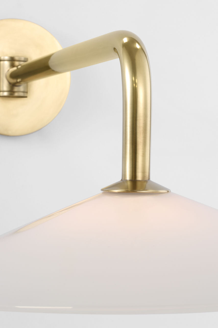 Ponce 9" Articulating Sconce | Hand-Rubbed Antique Brass | Milk White Glass Shade