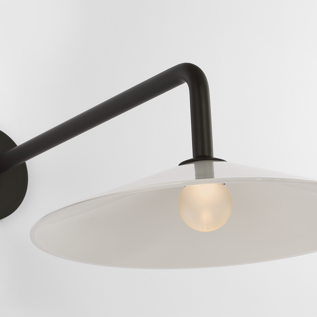 Ponce 9" Articulating Sconce | Modern Iron | Milk White Glass Shade