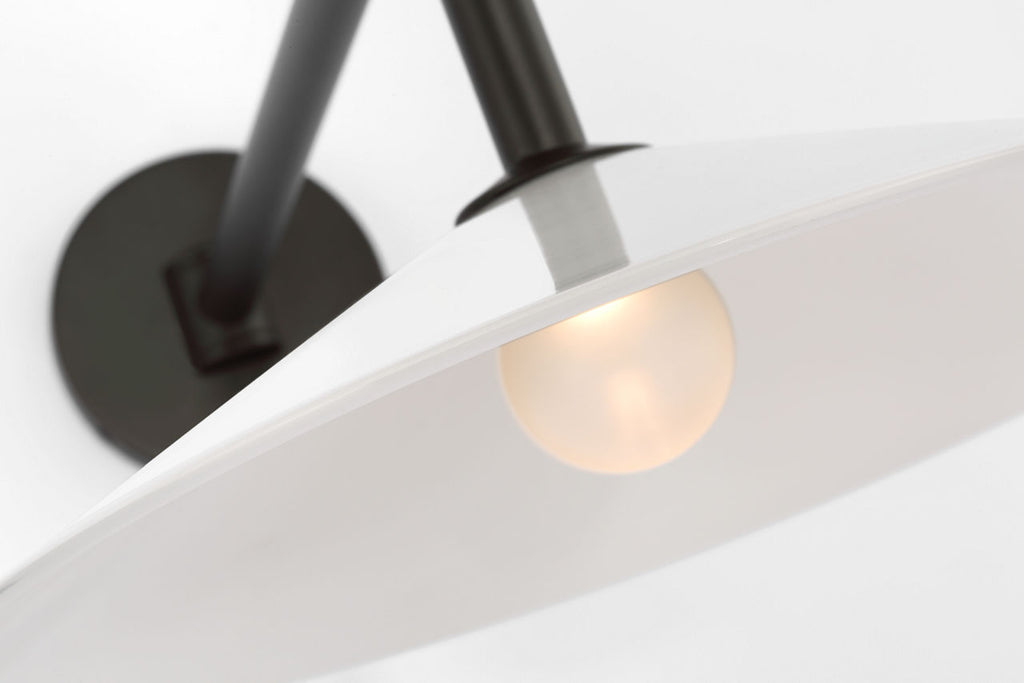 Ponce 9" Articulating Sconce | Modern Iron | Milk White Glass Shade