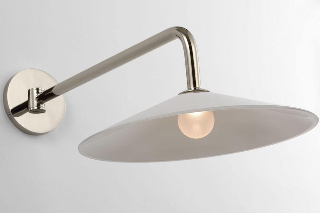 Ponce 9" Articulating Sconce | Polished Nickel | Milk White Glass Shade