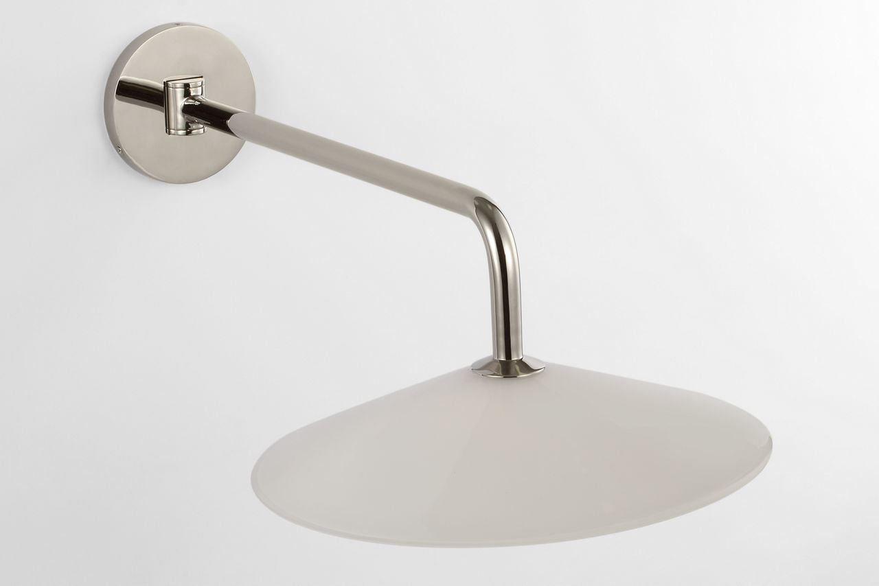 Ponce 9" Articulating Sconce | Polished Nickel | Milk White Glass Shade