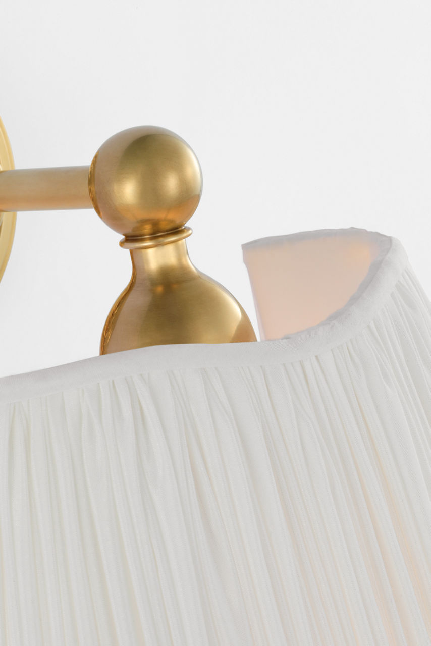 Matos 11" Sconce | Hand-Rubbed Antique Brass | Silk Pleat Shade