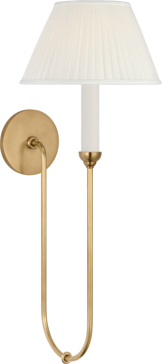 Ingela 24" Single Sconce | Hand-Rubbed Antique Brass | Silk Pleat Shade