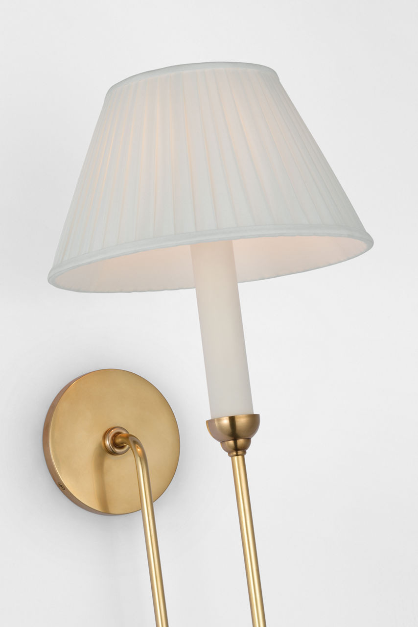 Ingela 24" Single Sconce | Hand-Rubbed Antique Brass | Silk Pleat Shade