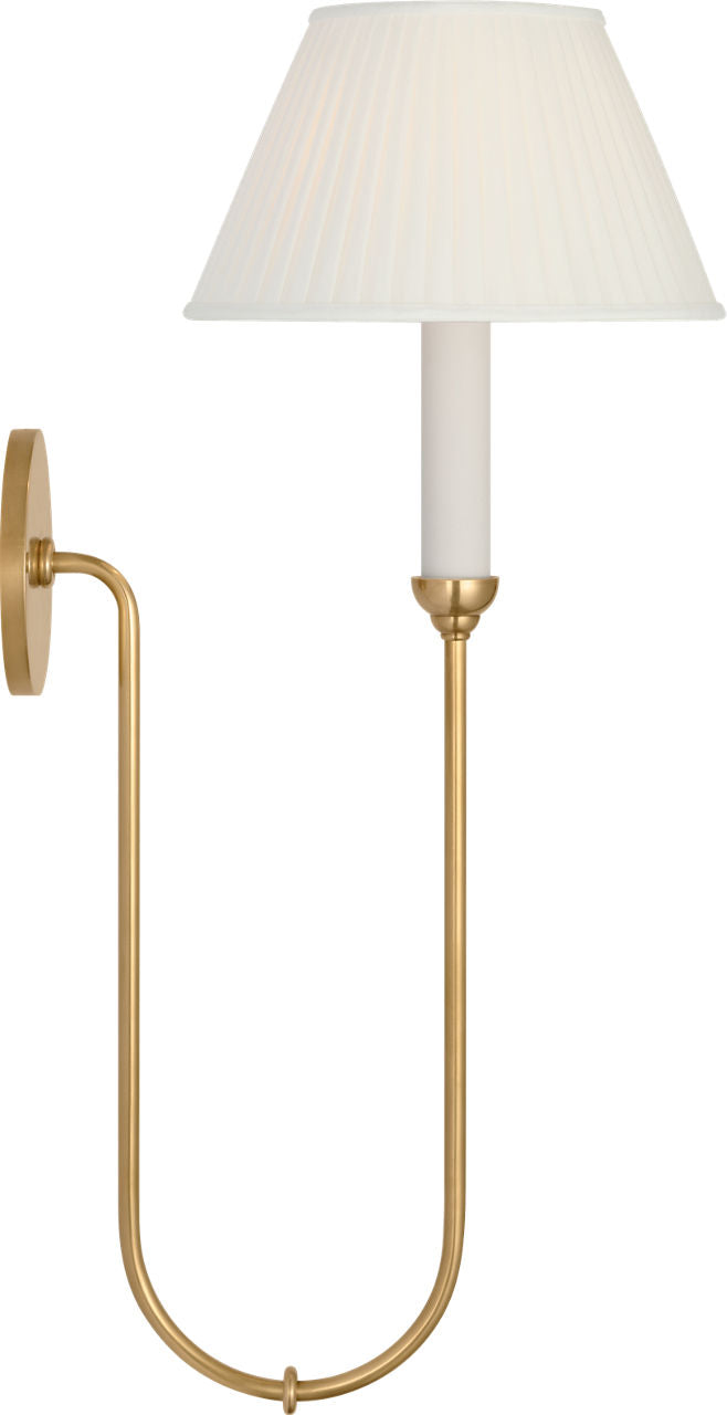 Ingela 24" Single Sconce | Hand-Rubbed Antique Brass | Silk Pleat Shade