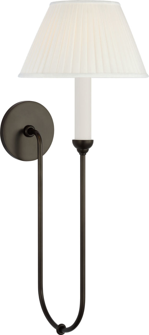 Ingela 24" Single Sconce | Modern Iron | Silk Pleat Shade